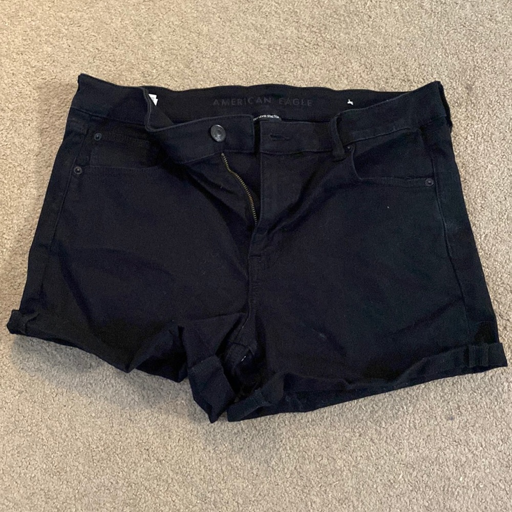 American Eagle black hi-rise shortie denim shorts - 16